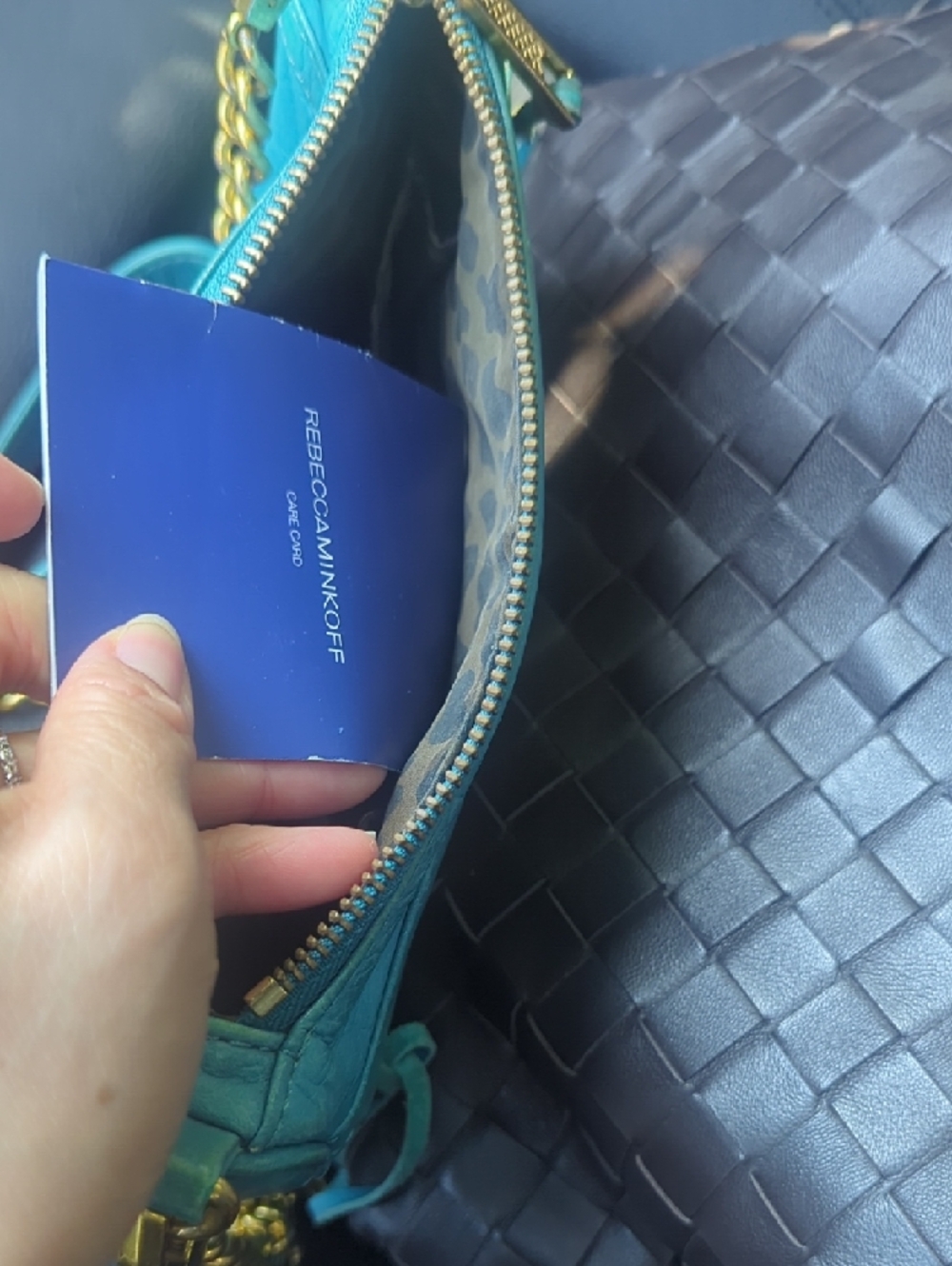 Teal Leather Crossbody Bag with Gold Hardware - Picture 7 of 7